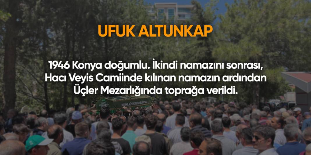 Konya'da bugün vefat edenler | 21 Ağustos 2025 2